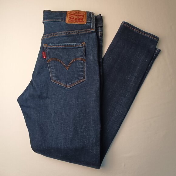 Levi's 311 Shaping Skinny Jeans Size 28/6 Mid Rise Dark Wash Distressed - Picture 1 of 10